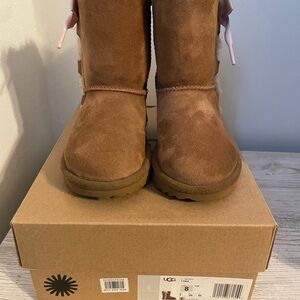 UGG Kids Tan Boots with Pink Accents